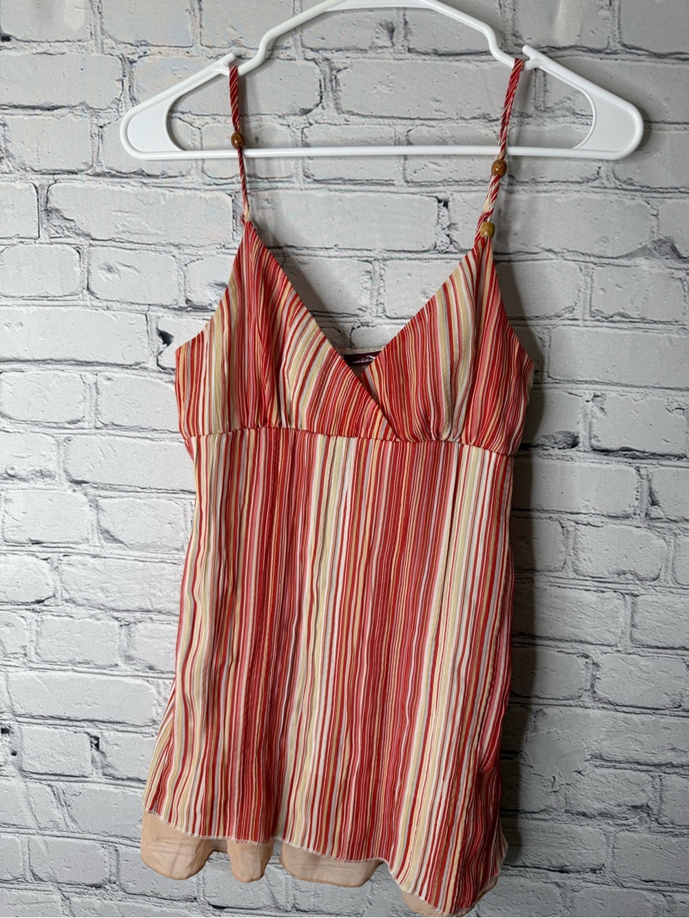 Vintage jordache Striped Red & Cream Spaghetti Strap Cami Top size 3